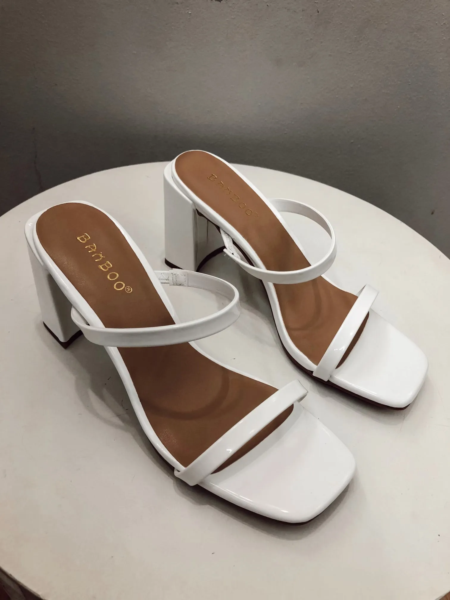 Kickback Strap Heel - White