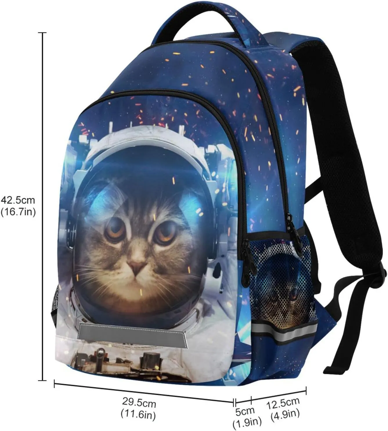 Kids Backpack Cat Astronaut Bookbag Elementary School Bag for Boys Girls Travel Rucksack