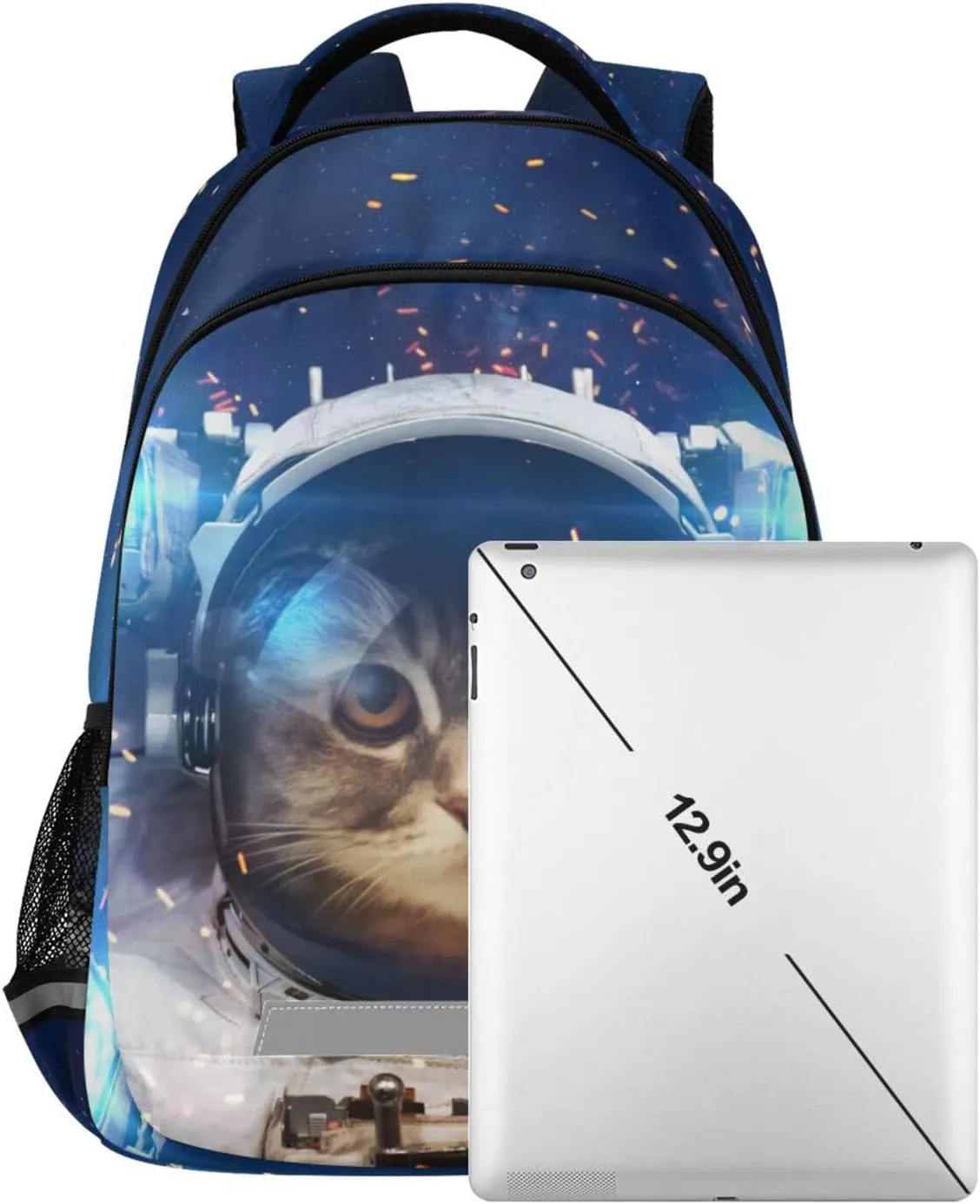 Kids Backpack Cat Astronaut Bookbag Elementary School Bag for Boys Girls Travel Rucksack