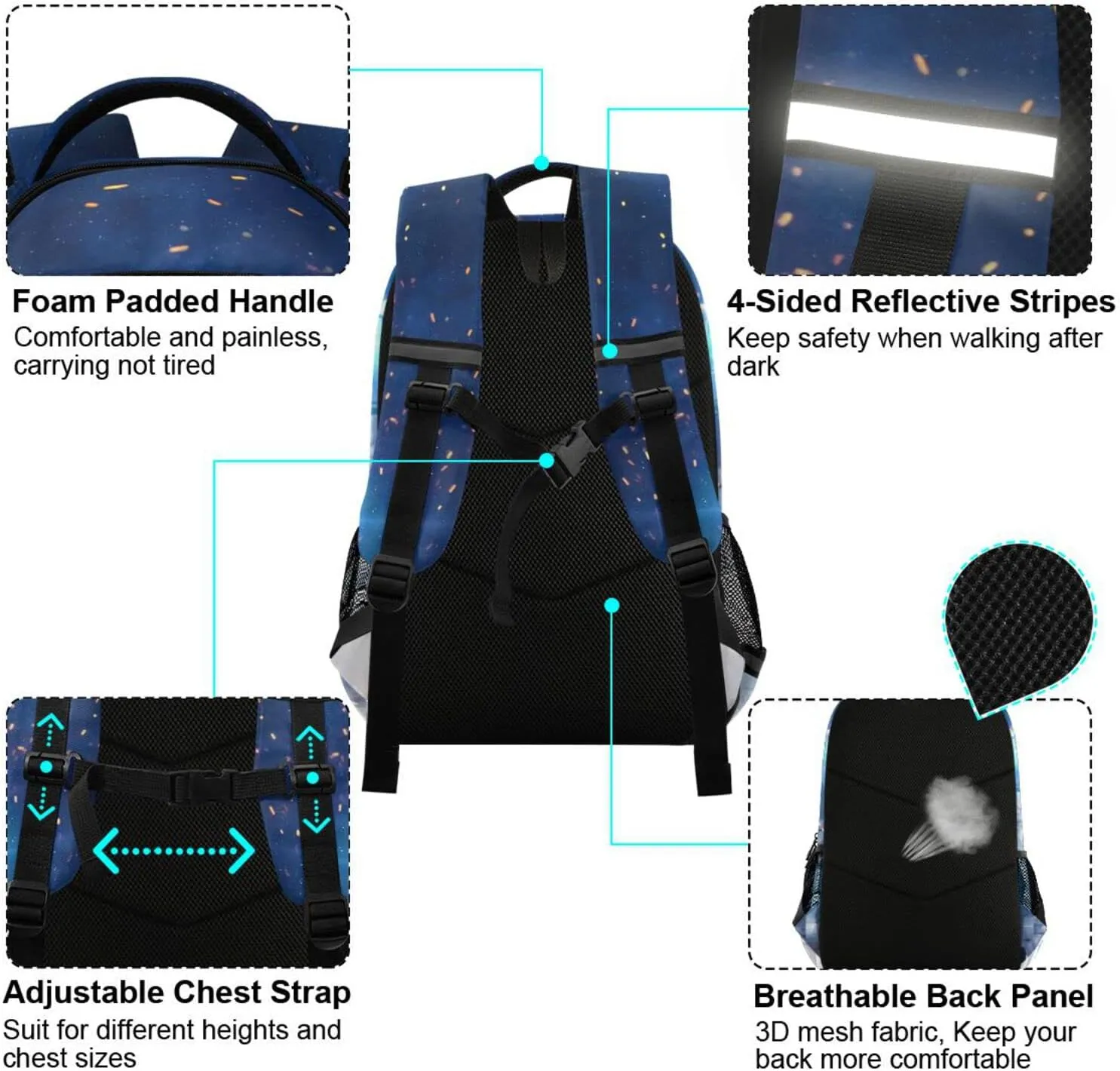 Kids Backpack Cat Astronaut Bookbag Elementary School Bag for Boys Girls Travel Rucksack