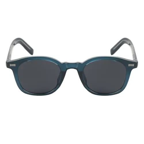 KILLER Women's Sunglass, Round Shaped Acetate Frame Polycarbonate Lens Sunglasses Case For Women, Girls, 100% UV Lens Sunglasses, Frame Color - Blue, Lens - Grey