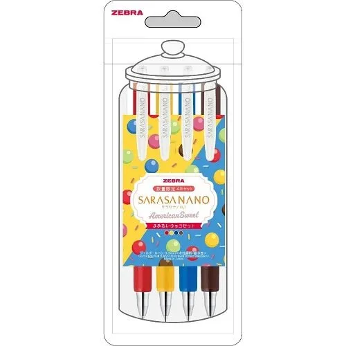 KOROKORO Zebra American Sweet Color Sarasa NANO 0.3mm Push Clip Gel Pen Set Micro Fine Gel Pen Retro Colors Gel Pen | JJH72-4C-KF