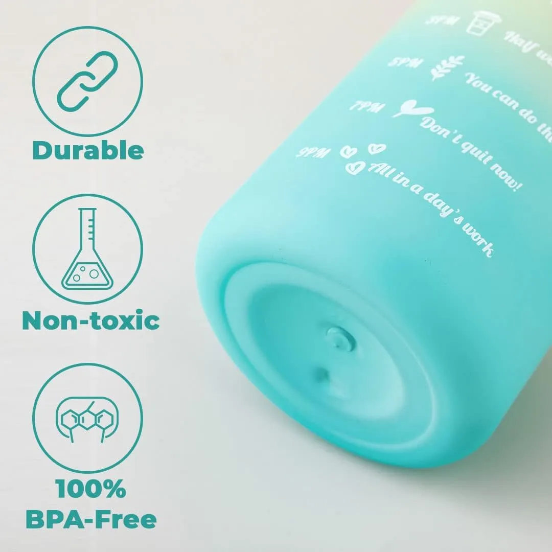 Kuber Industries 2 Litre Water Bottle with Time Marker|BPA Free,Leakproof,Non-Toxic & Durable|Sipper Water Bottle for Kids & Adults with Straw|For Gym,Home,Office & School |Yellow & Blue (Pack Of 6)