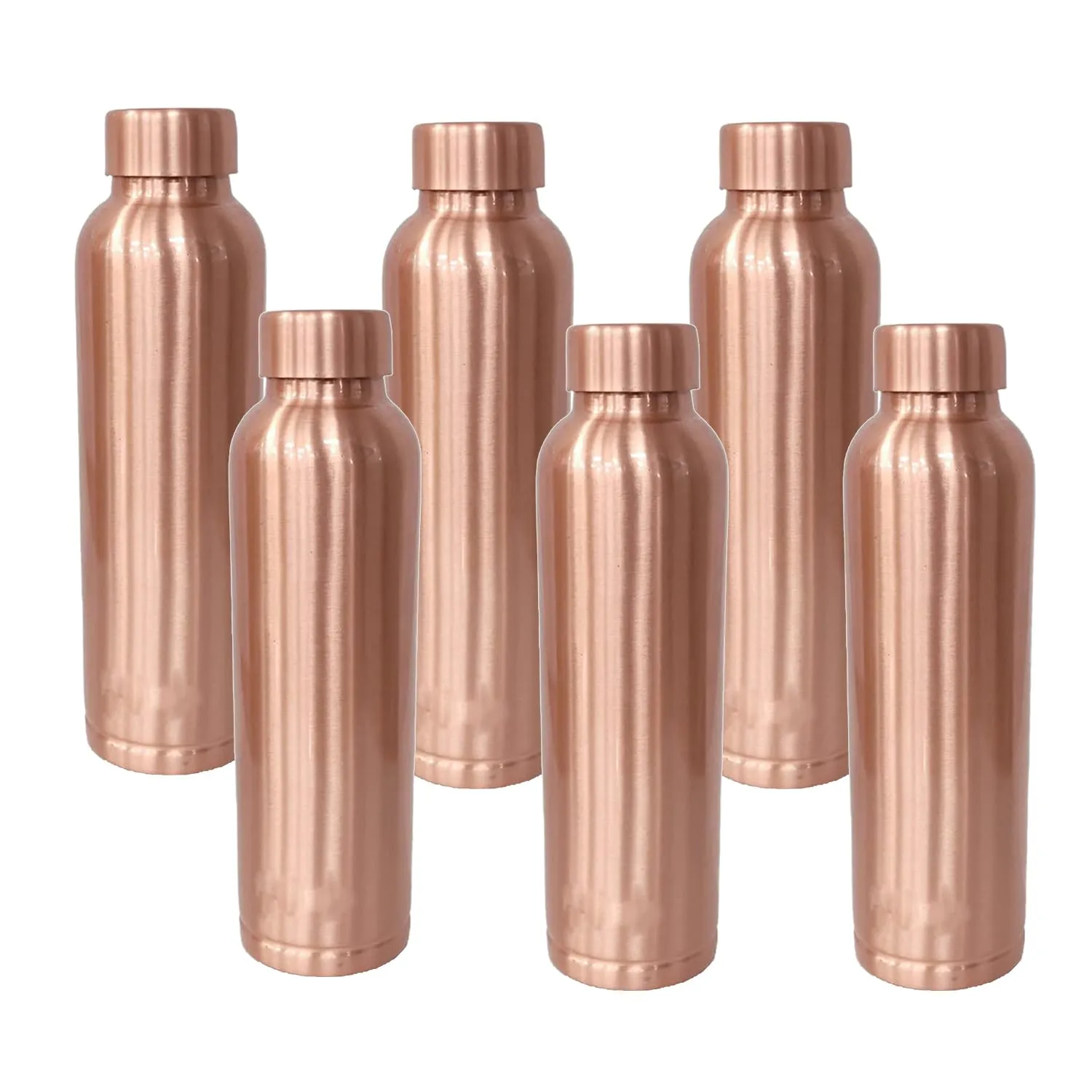 Kuber Industries Copper Water Bottle | BPA Free, Non Toxic | Leakproof, Durable & Lightweight | With Added Health Benefits of Copper | Ergonomic Design & Easy to Clean | Black| 950 ml (Pack Of 6)