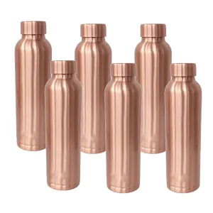Kuber Industries Copper Water Bottle | BPA Free, Non Toxic | Leakproof, Durable & Lightweight | With Added Health Benefits of Copper | Ergonomic Design & Easy to Clean | Black| 950 ml (Pack Of 6)