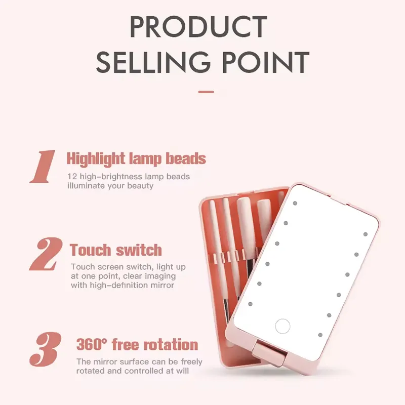 LED Light Makeup Hand Mirror