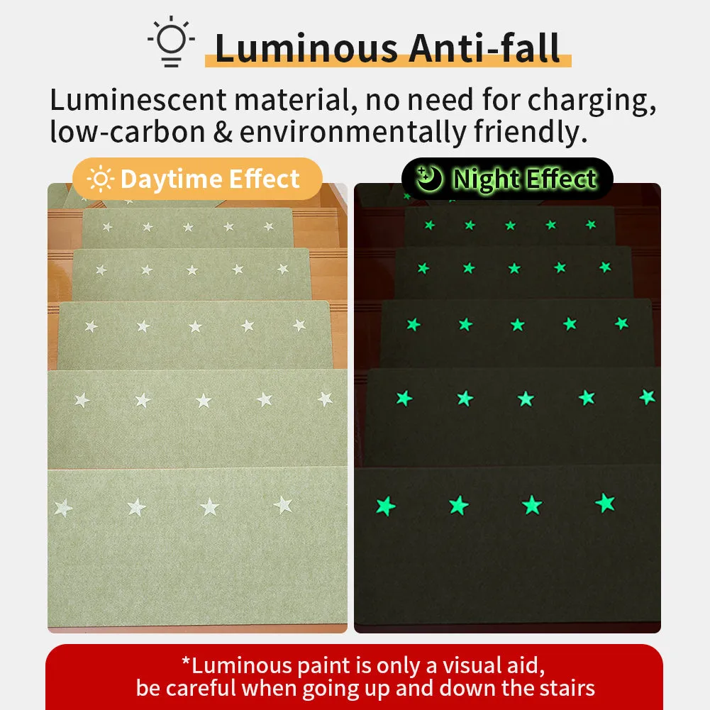 Machine Washable Stair Treads for Wooden Steps Luminous Stair Mats Green Stair Runner Non Slip Indoor Stair Rug Non Adhesive Stair Carpet 4Pcs 21.6 x 8.3 Inch