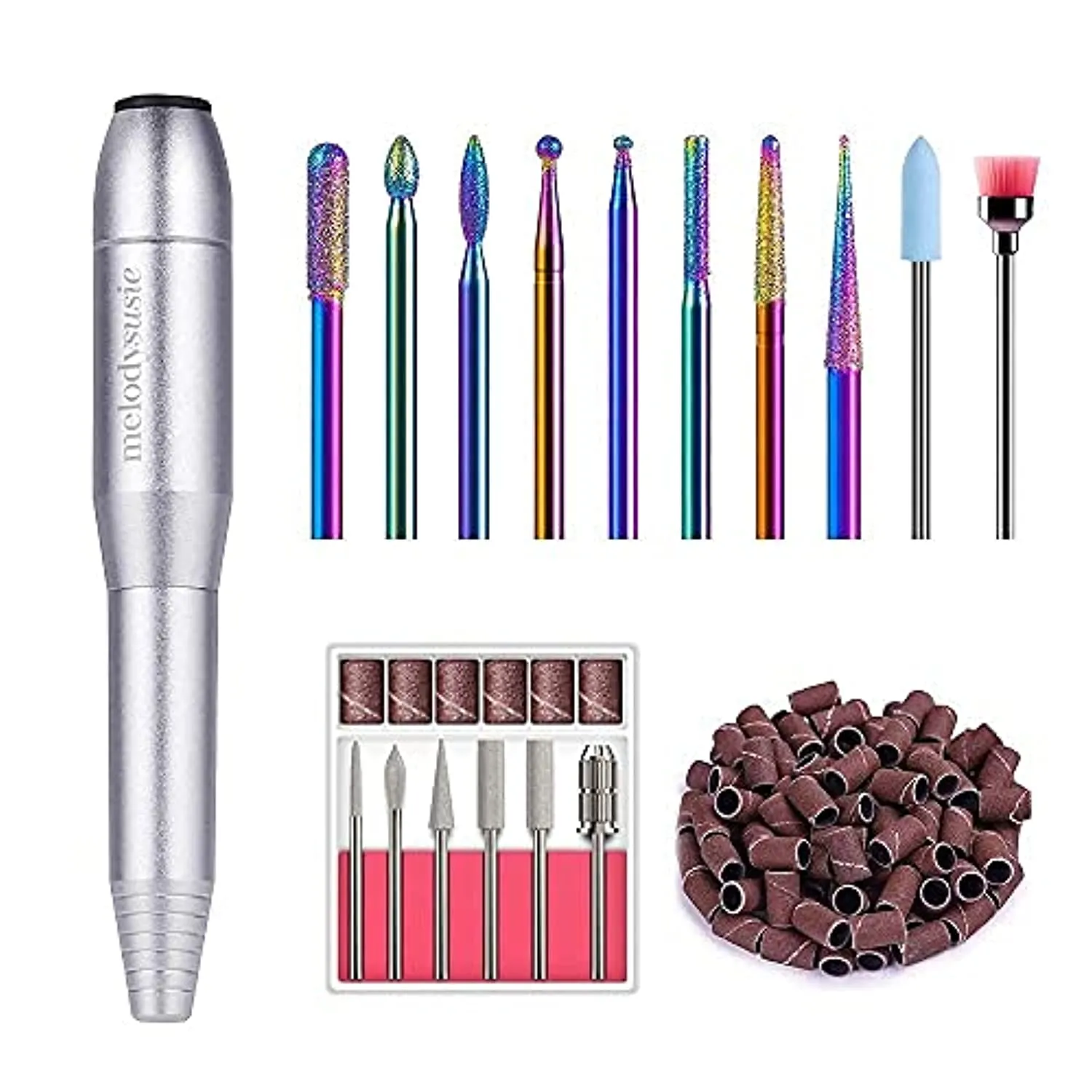 MelodySusie Portable Electric Nail Drill, Compact Efile Electrical Professional Nail File Kit for Acrylic, Gel Nails, Manicure Pedicure Polishing Shape Tools Design for Home Salon Use