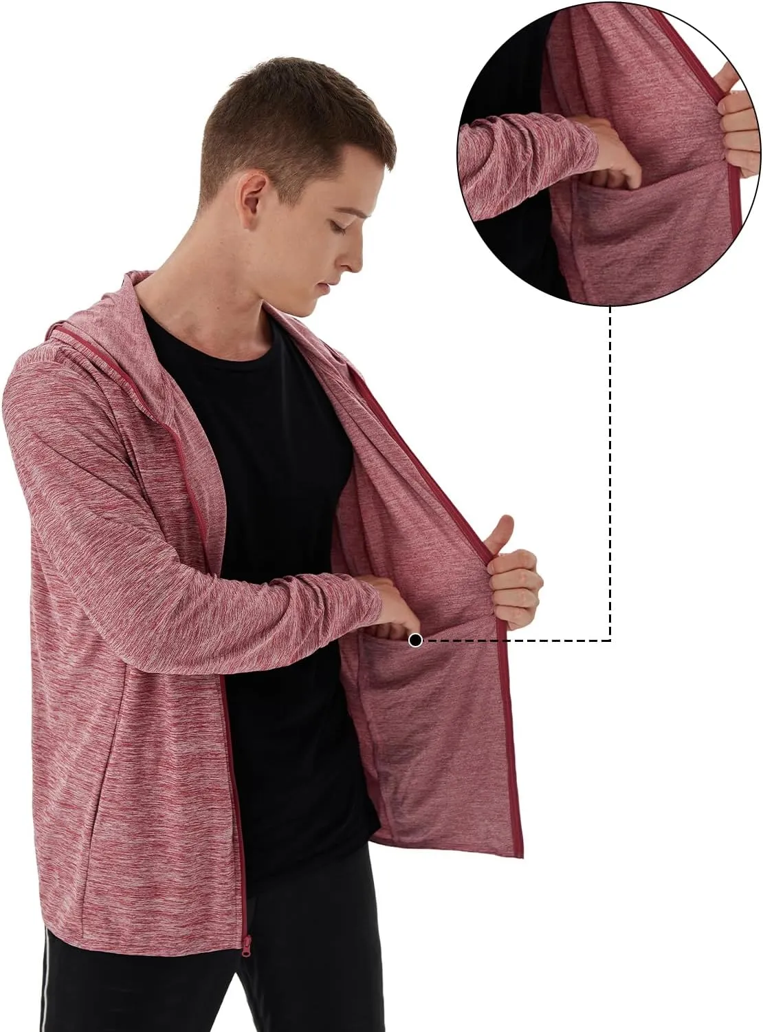 Mens UPF 50  UV Full Zip Sun Protection Hoodie Jacket With Thumb holes Cooling Lightweight Fishing Hiking Cooling Shirts men