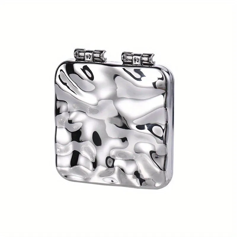 Mirror with Ripple Pattern Compact Foldable Portable Beauty Essential