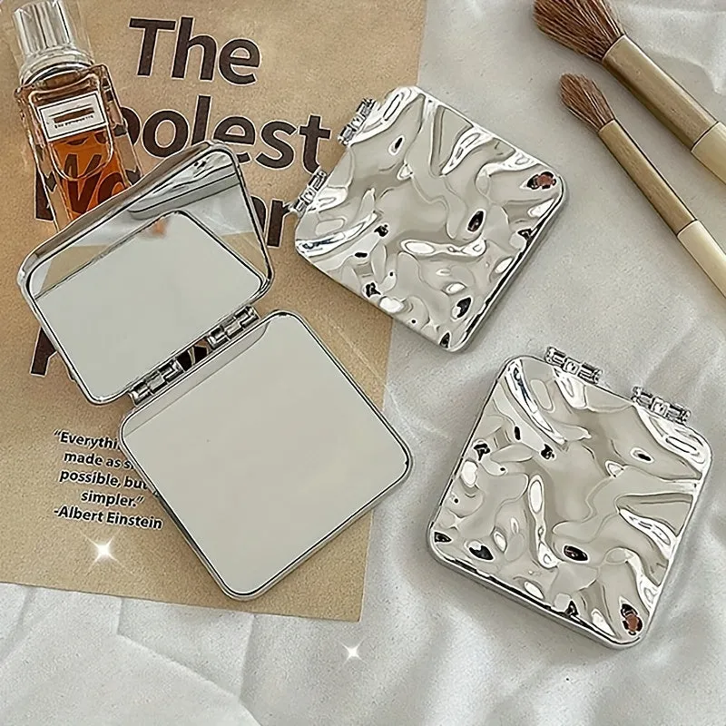 Mirror with Ripple Pattern Compact Foldable Portable Beauty Essential