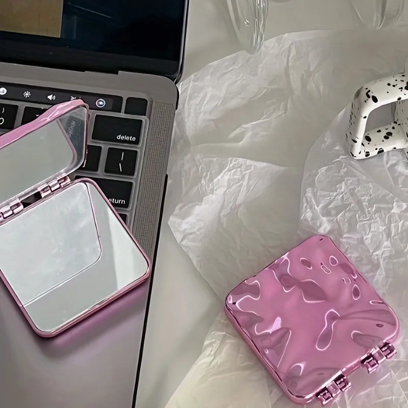 Mirror with Ripple Pattern Compact Foldable Portable Beauty Essential