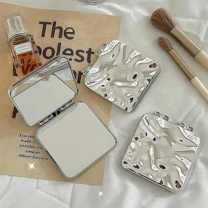 Mirror with Ripple Pattern Compact Foldable Portable Beauty Essential