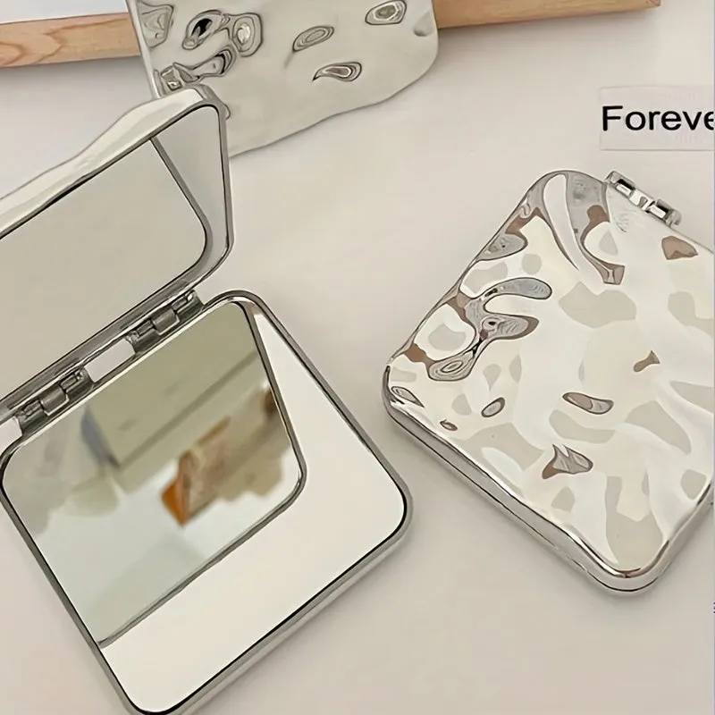 Mirror with Ripple Pattern Compact Foldable Portable Beauty Essential