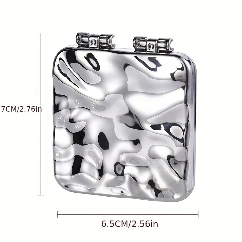 Mirror with Ripple Pattern Compact Foldable Portable Beauty Essential