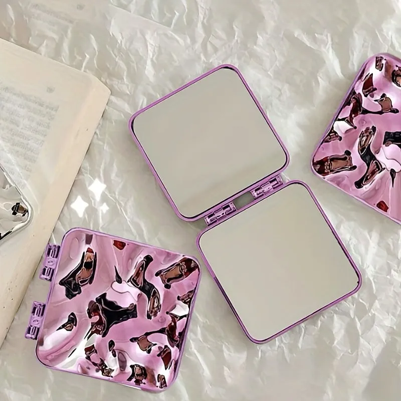 Mirror with Ripple Pattern Compact Foldable Portable Beauty Essential