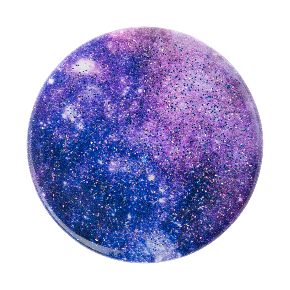 Mobile accessory expanding hand-grip and stand Popsocket in glitter space nebula