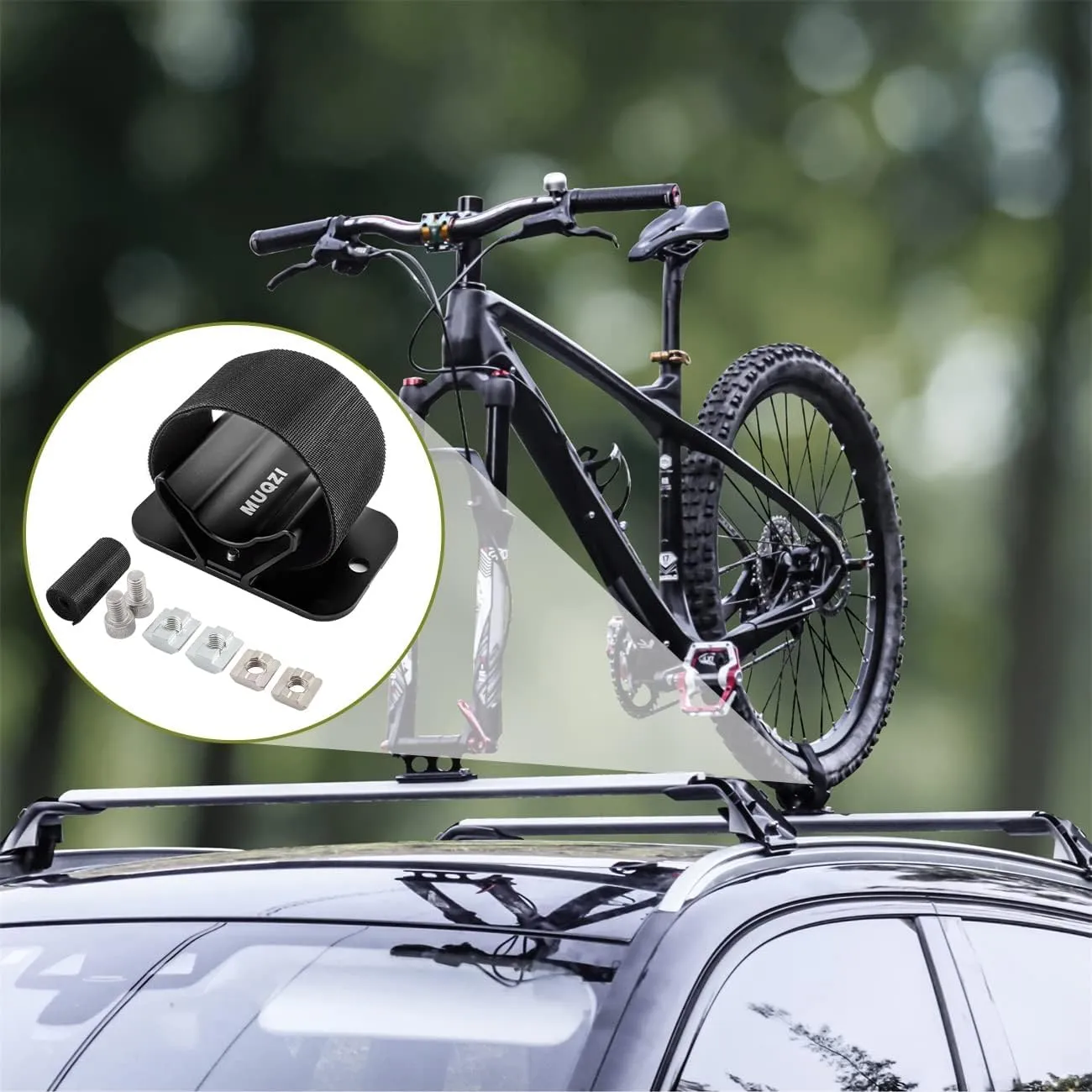 MUQZI Bike Rear Wheel Rack Mount, Aluminum Alloy Bicycle Rear Wheel Fixed Holder Car Carrier Rack Installation Mount, Black