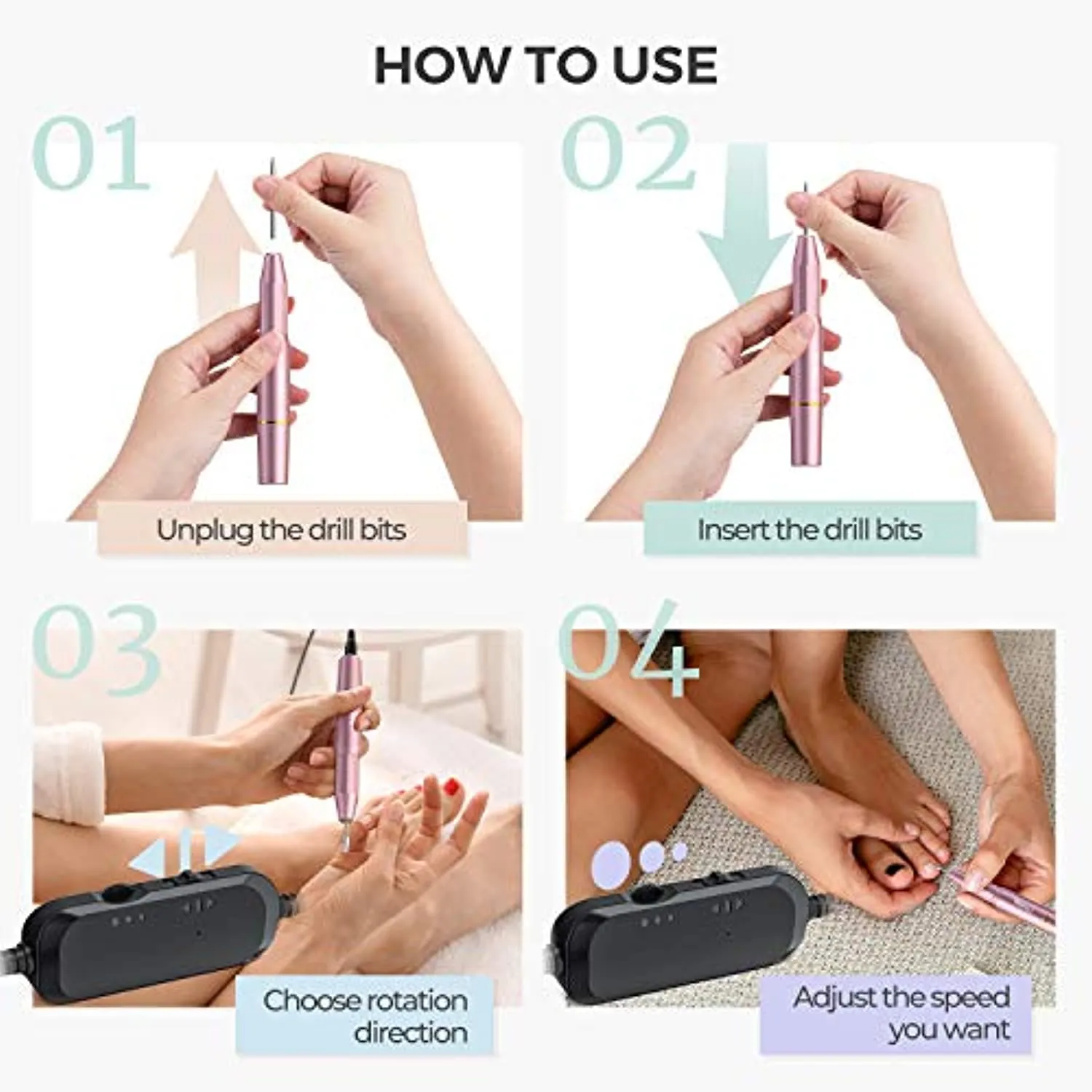 Nail Drills for Acrylic Nails Professional Electric Nail File, RenoJ Portable Electric Nail Drill Efile Nail Filer Electric