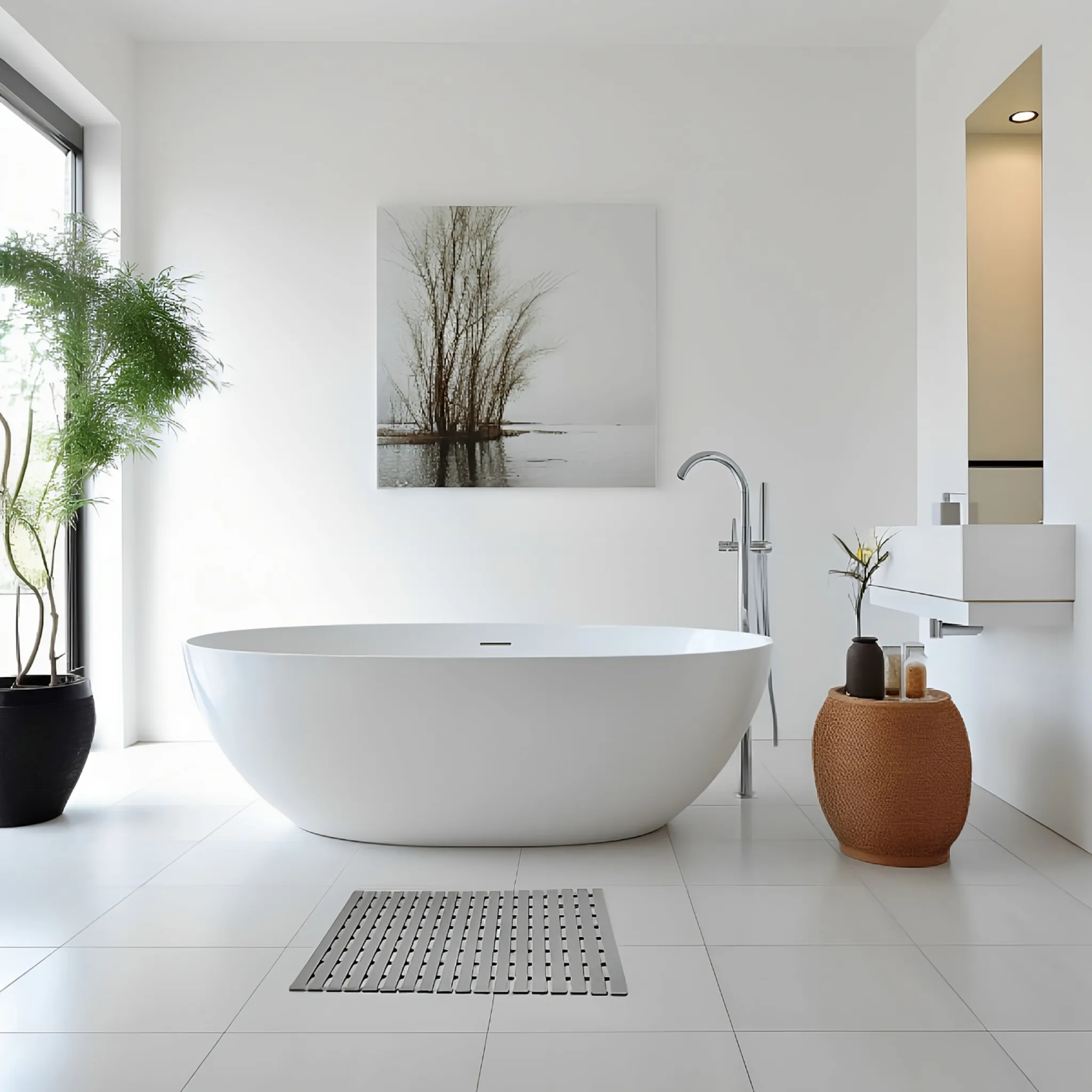 Non-Slip PVC Duckboard Shower Mat - Vertical Slats - 43cm x 64cm