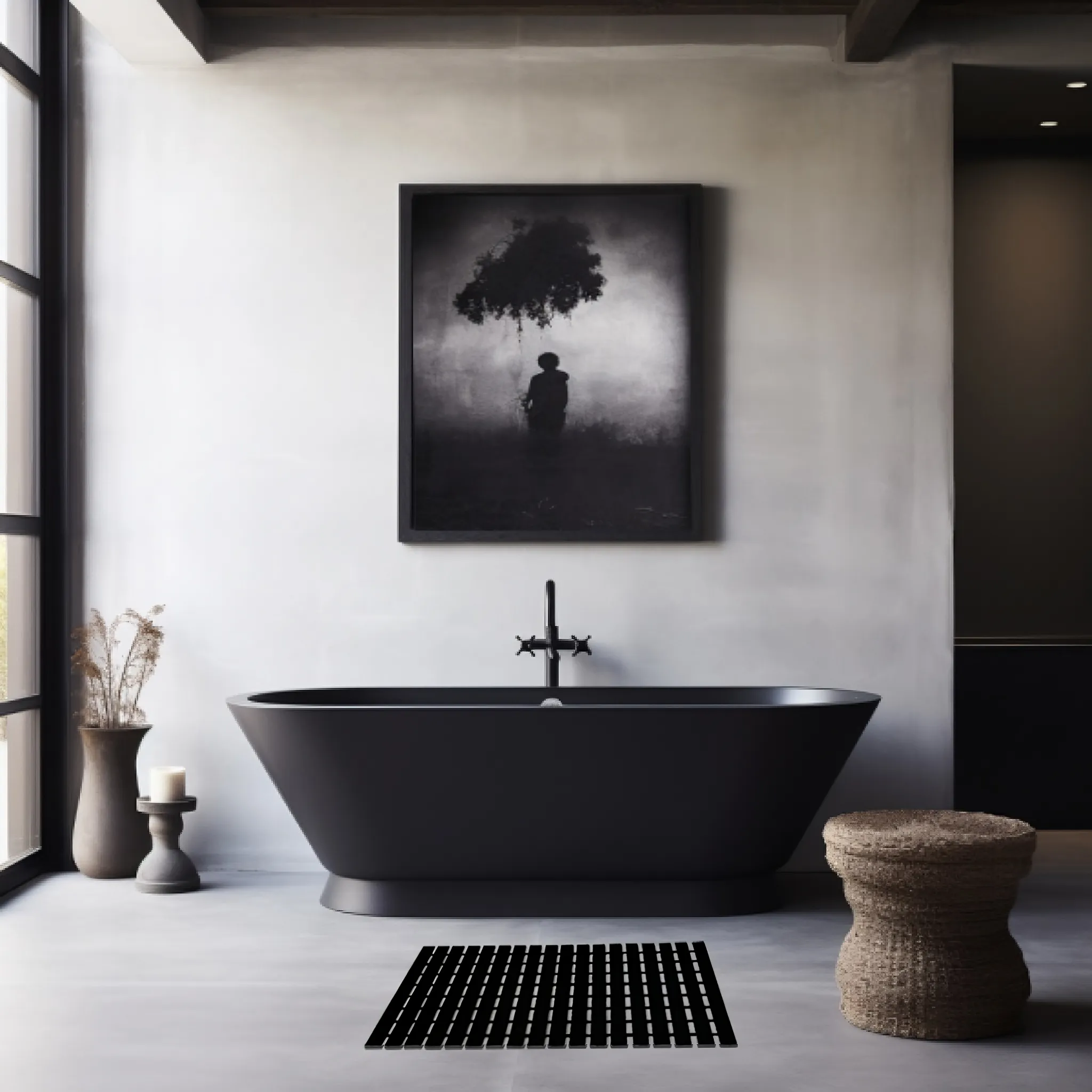 Non-Slip PVC Duckboard Shower Mat - Vertical Slats - 43cm x 64cm