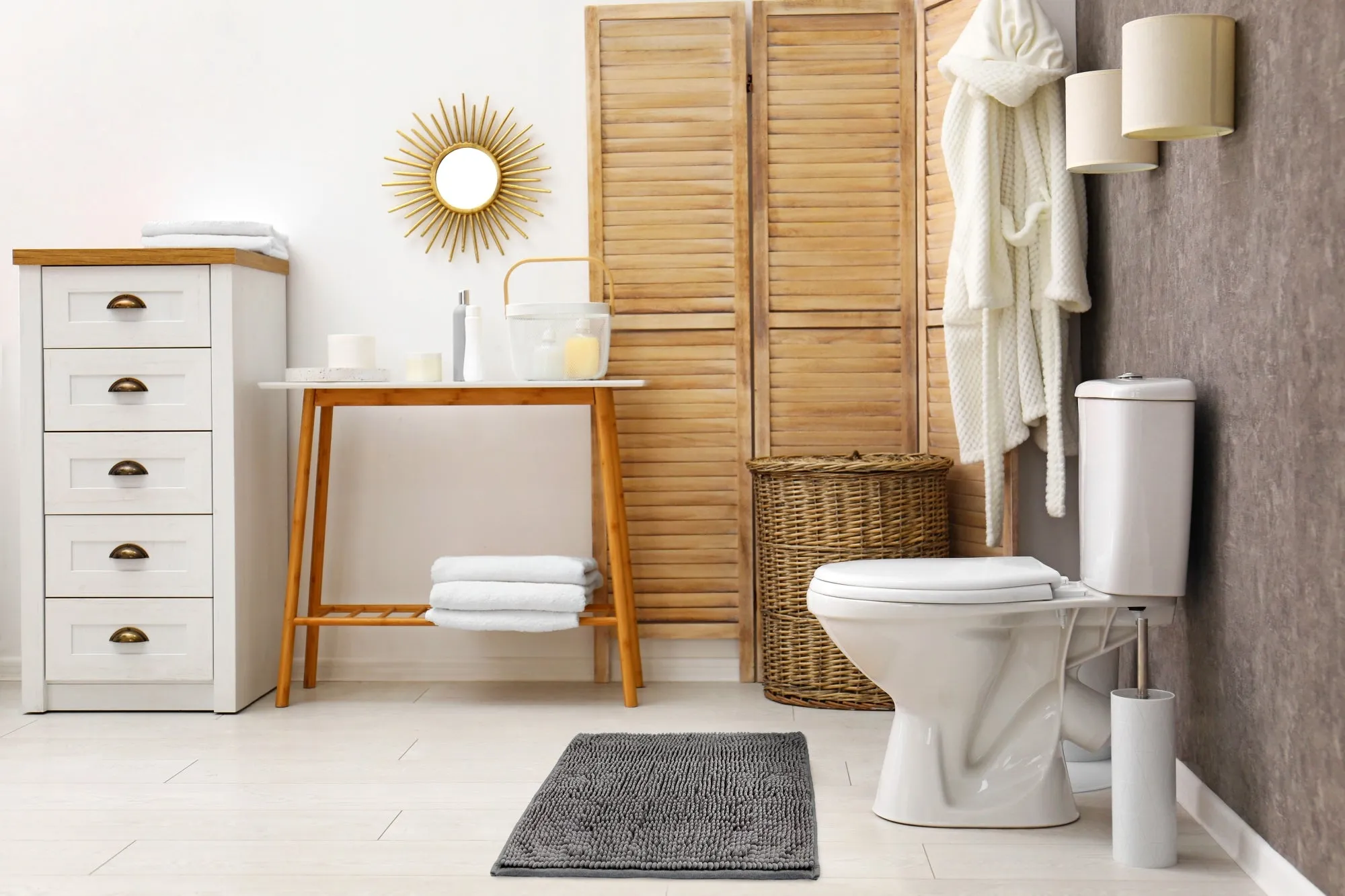 Noodle Soft Touch Non-Slip Bathroom Rug in Graphite