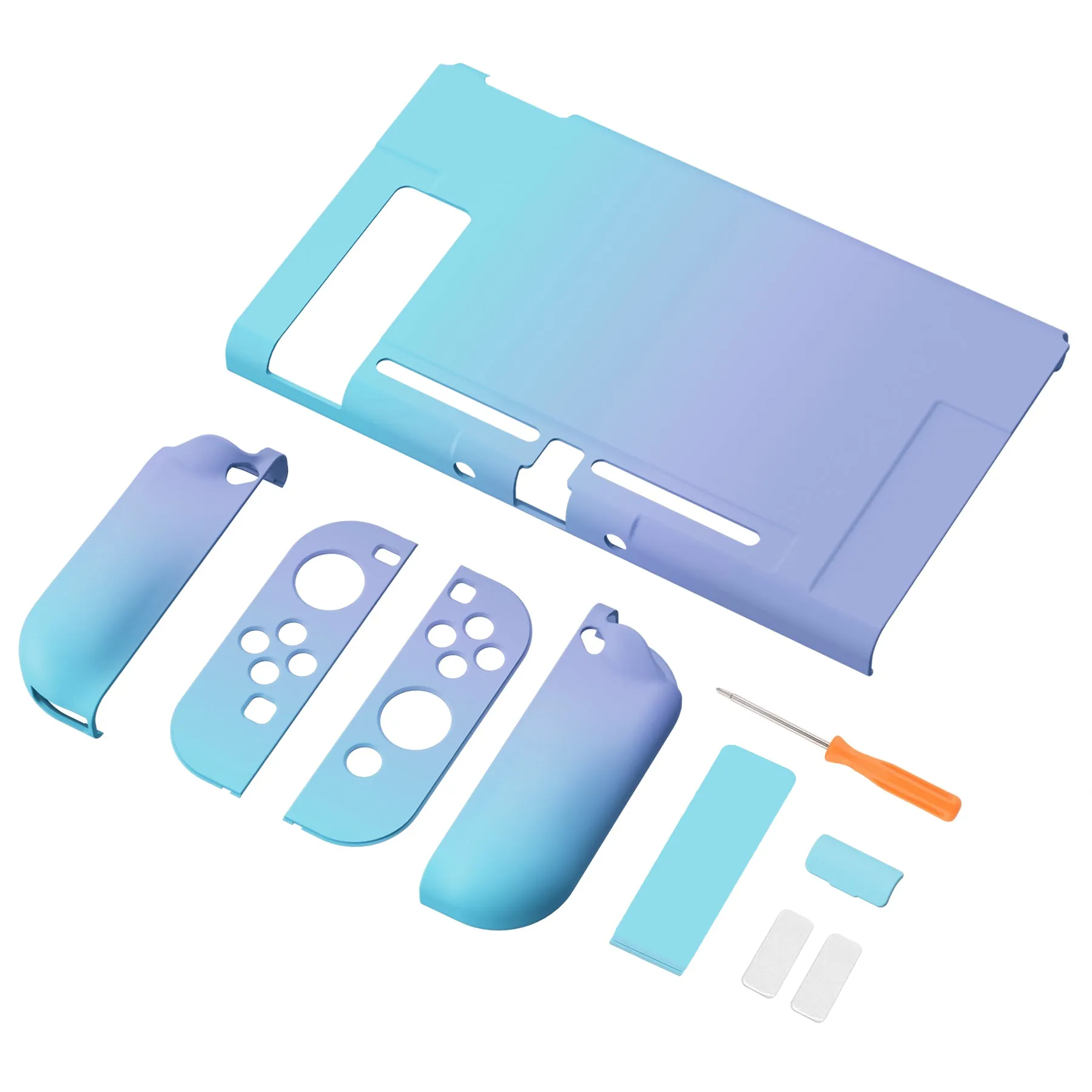 PlayVital UPGRADED Dockable Case Grip Cover for NS Switch, Ergonomic Protective Case for NS Switch, Separable Protector Hard Shell for Joycon - Gradient Violet Blue - ANSP3004