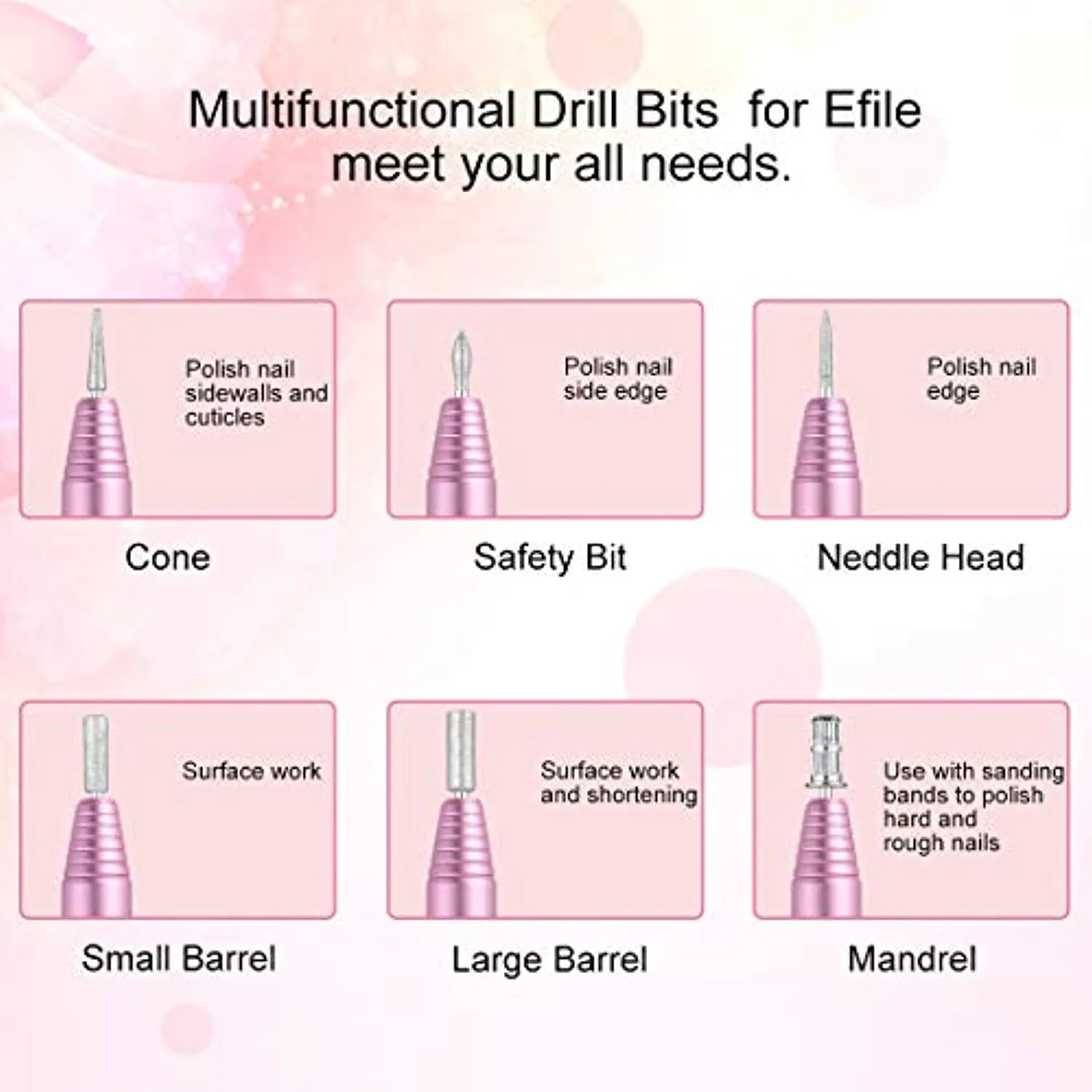 Portable Electric Nail Drill File Machine with Acrylic Nail Kit Set Professional 20000rpm Manicure Pedicure with Sanding Bands Brush for Nail Art Polygel Gel Nail Polish Tips Clippers