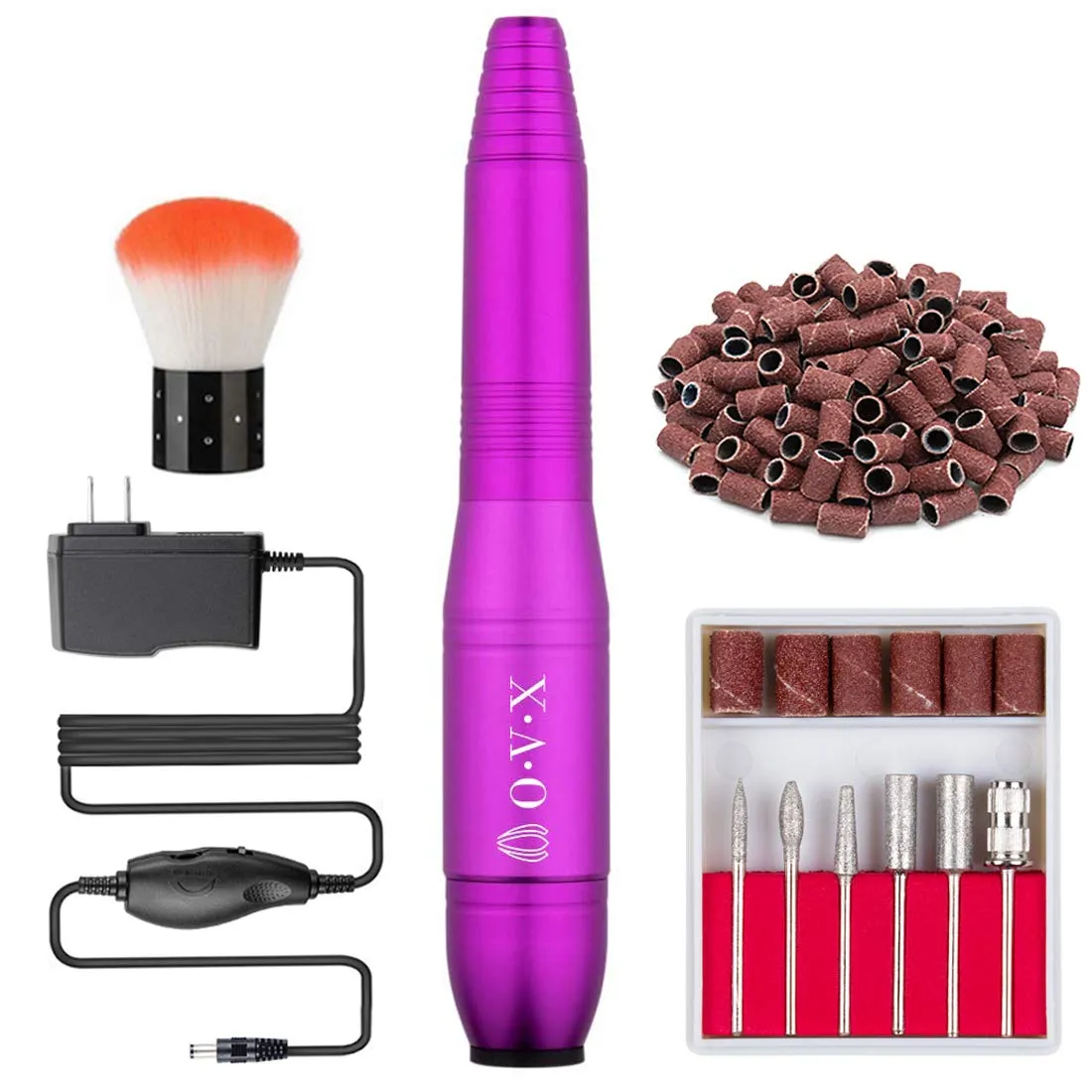 Portable Electric Nail Drill File Machine with Acrylic Nail Kit Set Professional 20000rpm Manicure Pedicure with Sanding Bands Brush for Nail Art Polygel Gel Nail Polish Tips Clippers