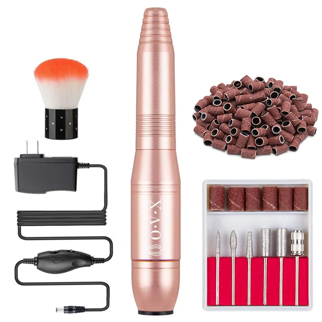 Portable Electric Nail Drill File Machine with Acrylic Nail Kit Set Professional 20000rpm Manicure Pedicure with Sanding Bands Brush for Nail Art Polygel Gel Nail Polish Tips Clippers
