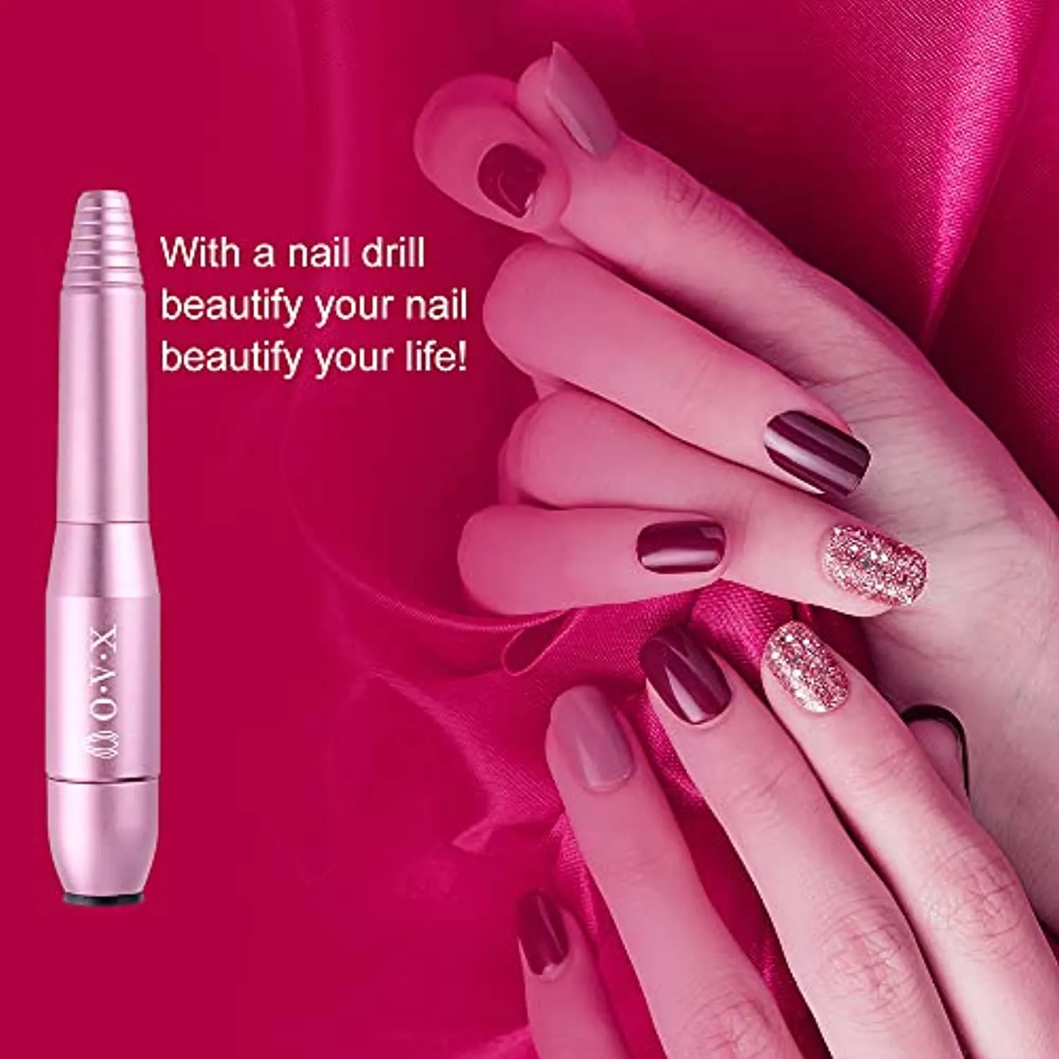 Portable Electric Nail Drill File Machine with Acrylic Nail Kit Set Professional 20000rpm Manicure Pedicure with Sanding Bands Brush for Nail Art Polygel Gel Nail Polish Tips Clippers
