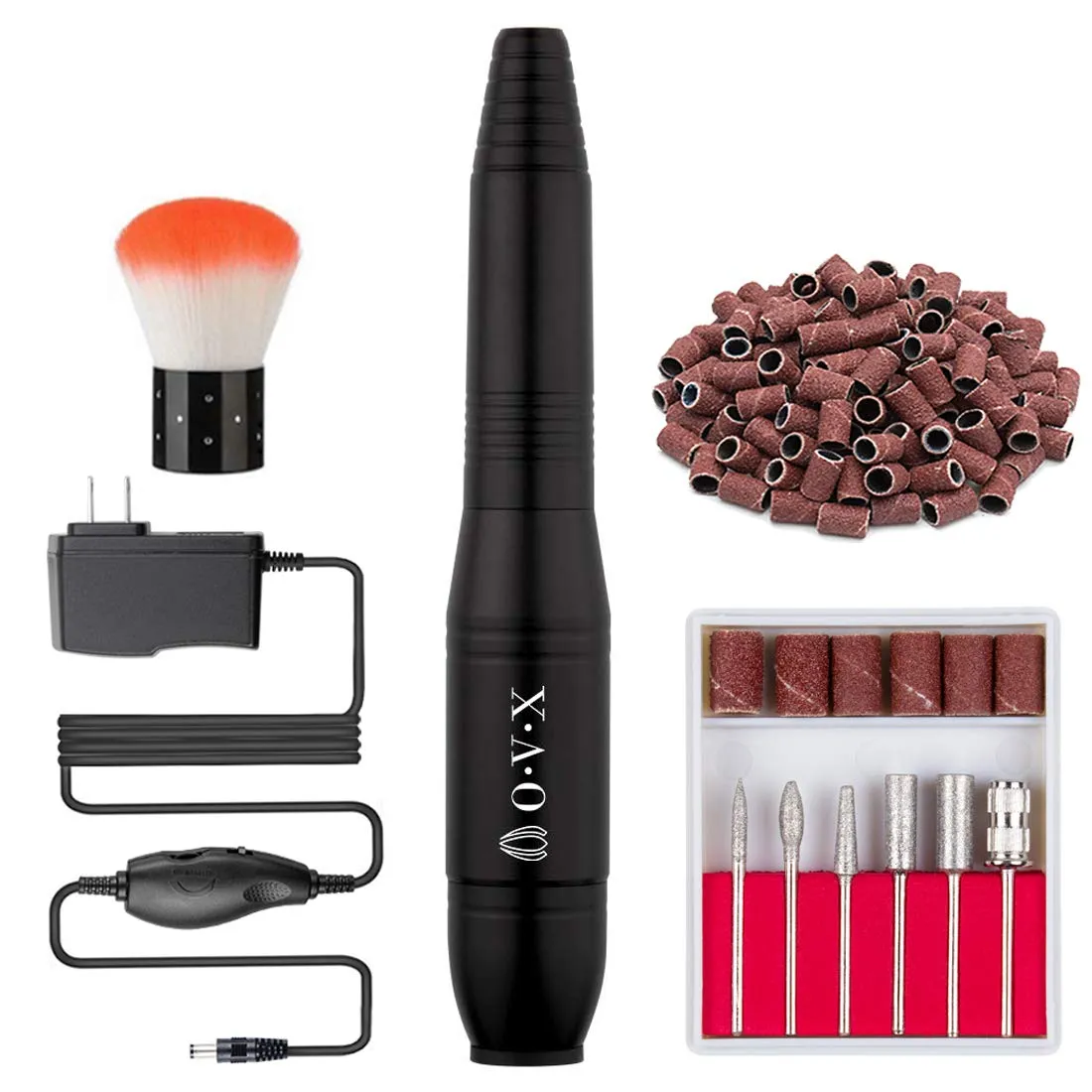 Portable Electric Nail Drill File Machine with Acrylic Nail Kit Set Professional 20000rpm Manicure Pedicure with Sanding Bands Brush for Nail Art Polygel Gel Nail Polish Tips Clippers