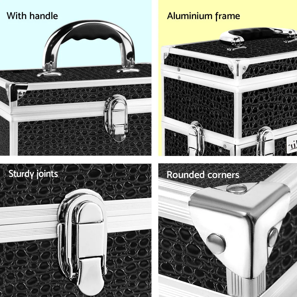 Portable Makeup Case, Aluminum Frame, Velvet Interior - Embellir