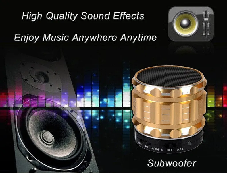 Portable Mini Bluetooth Speakers Metal Steel Wireless Smart Hands Free Speaker With FM Radio Support SD Card For iPhone