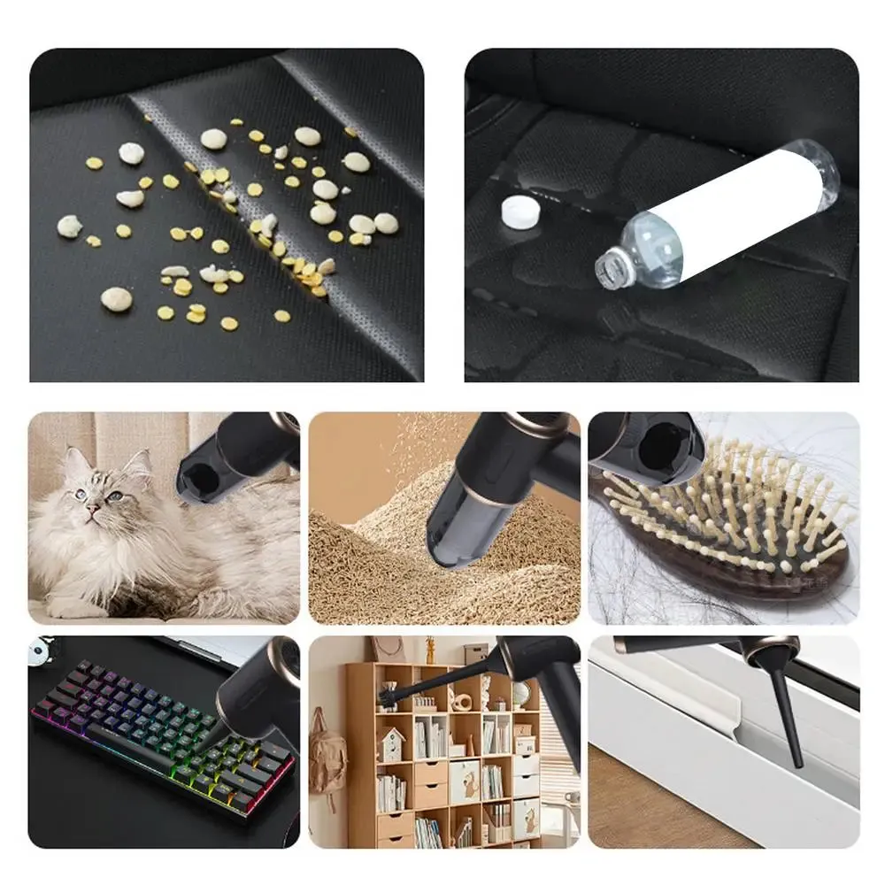 Portable Wireless Car Vacuum Cleaner with 6 Suction Heads - Compact and Powerful