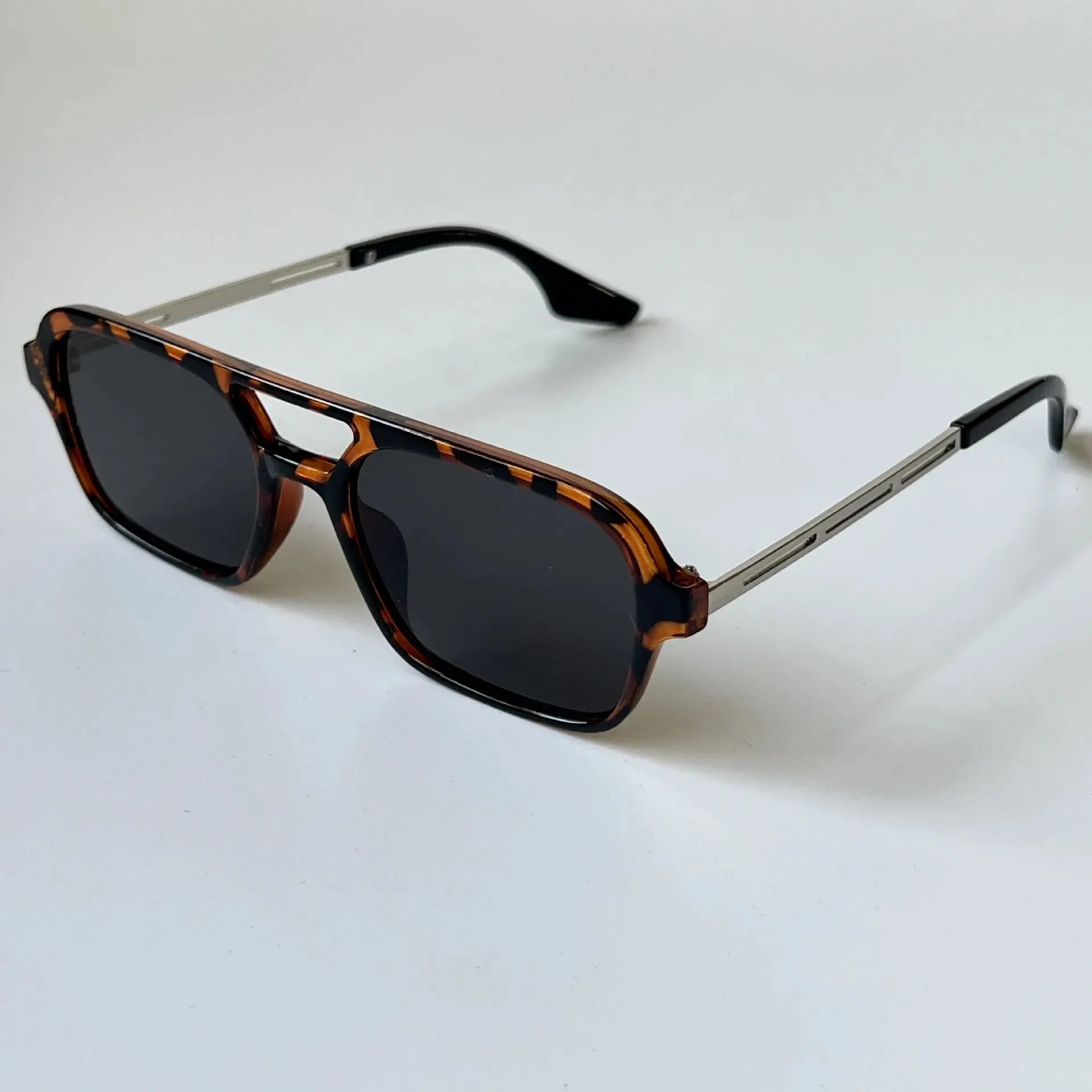 Retro Double Bridges Women Pilot Sunglasses Pink Gradient