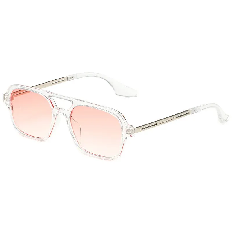 Retro Double Bridges Women Pilot Sunglasses Pink Gradient