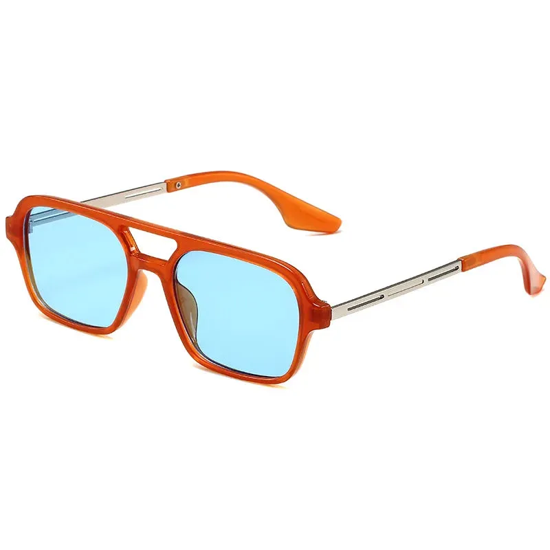 Retro Double Bridges Women Pilot Sunglasses Pink Gradient