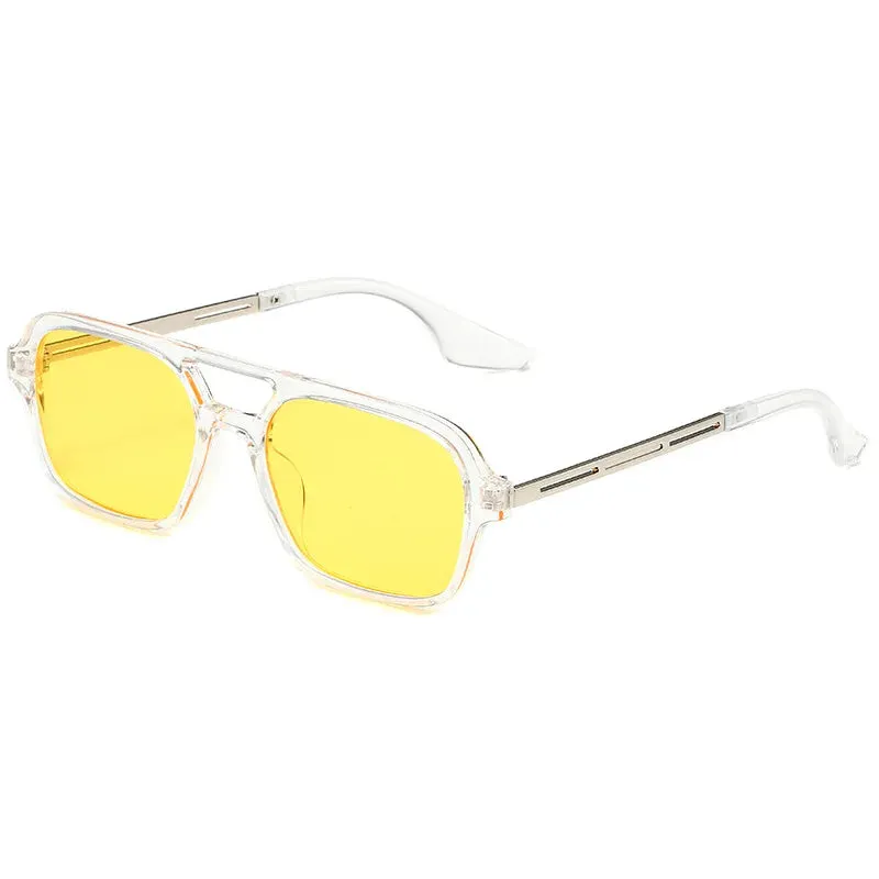 Retro Double Bridges Women Pilot Sunglasses Pink Gradient