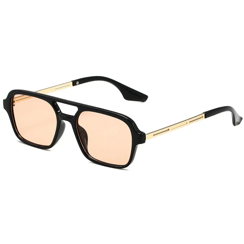 Retro Double Bridges Women Pilot Sunglasses Pink Gradient