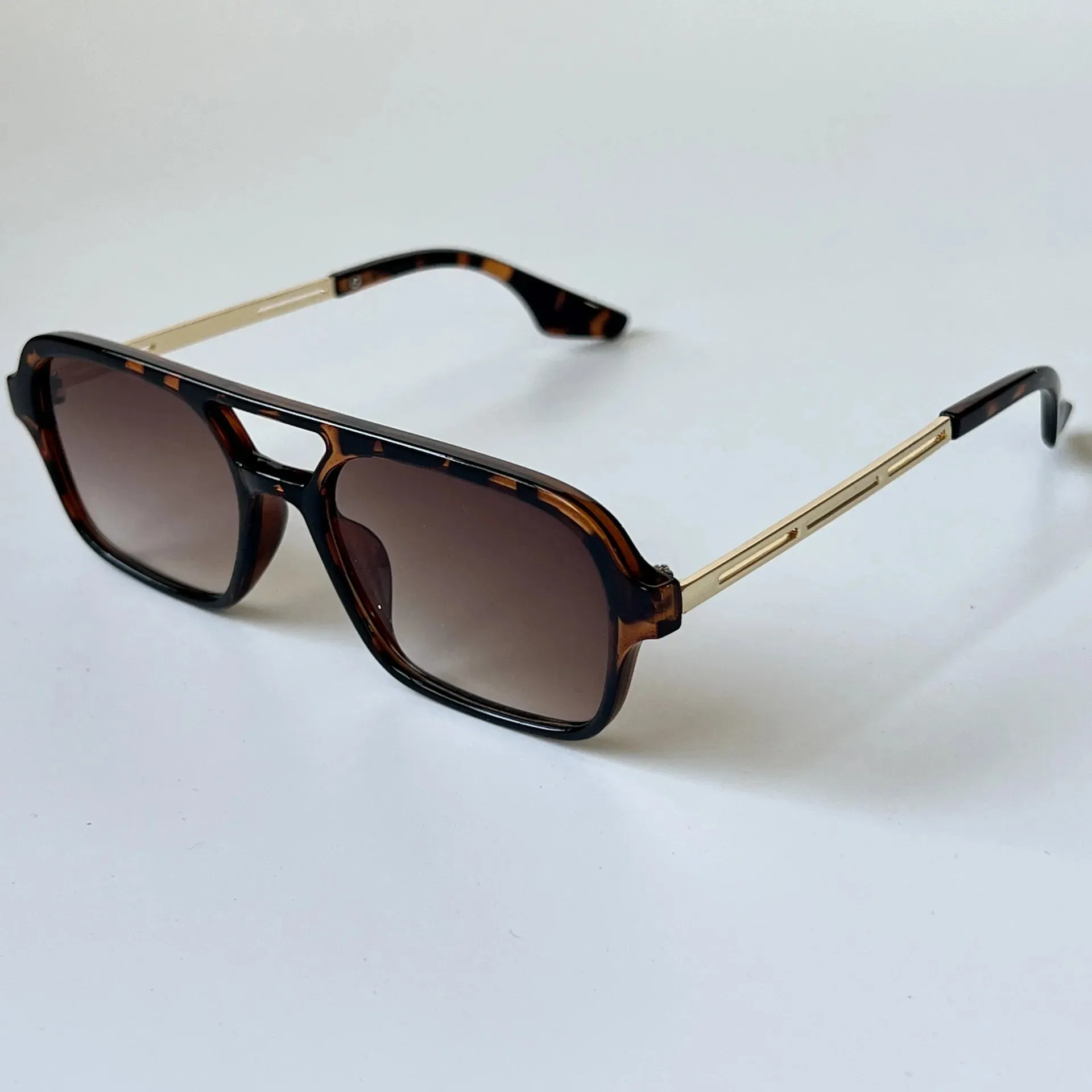 Retro Double Bridges Women Pilot Sunglasses Pink Gradient