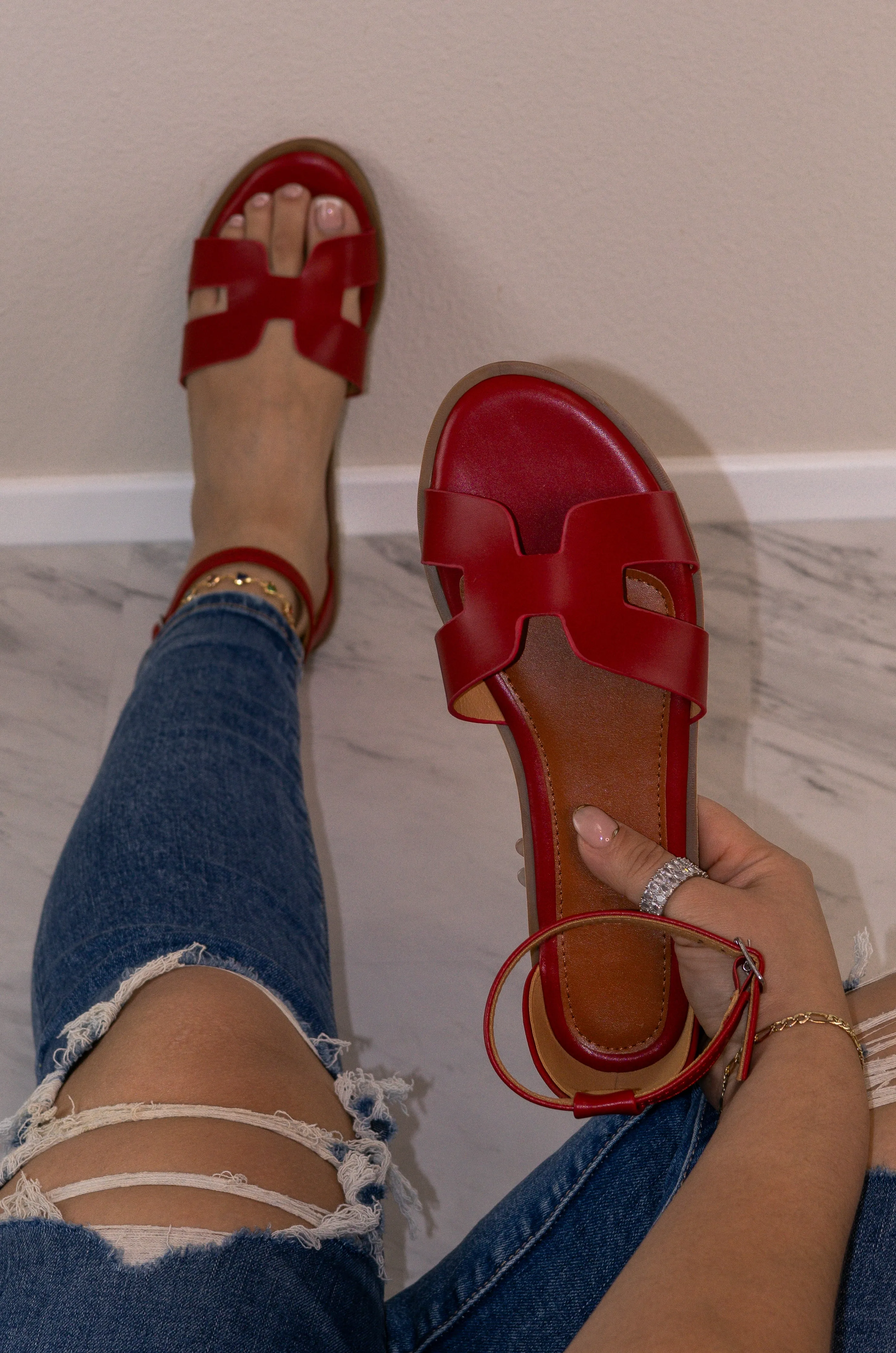 Rosalia -  Women's Flat Ankle Strap Sandals