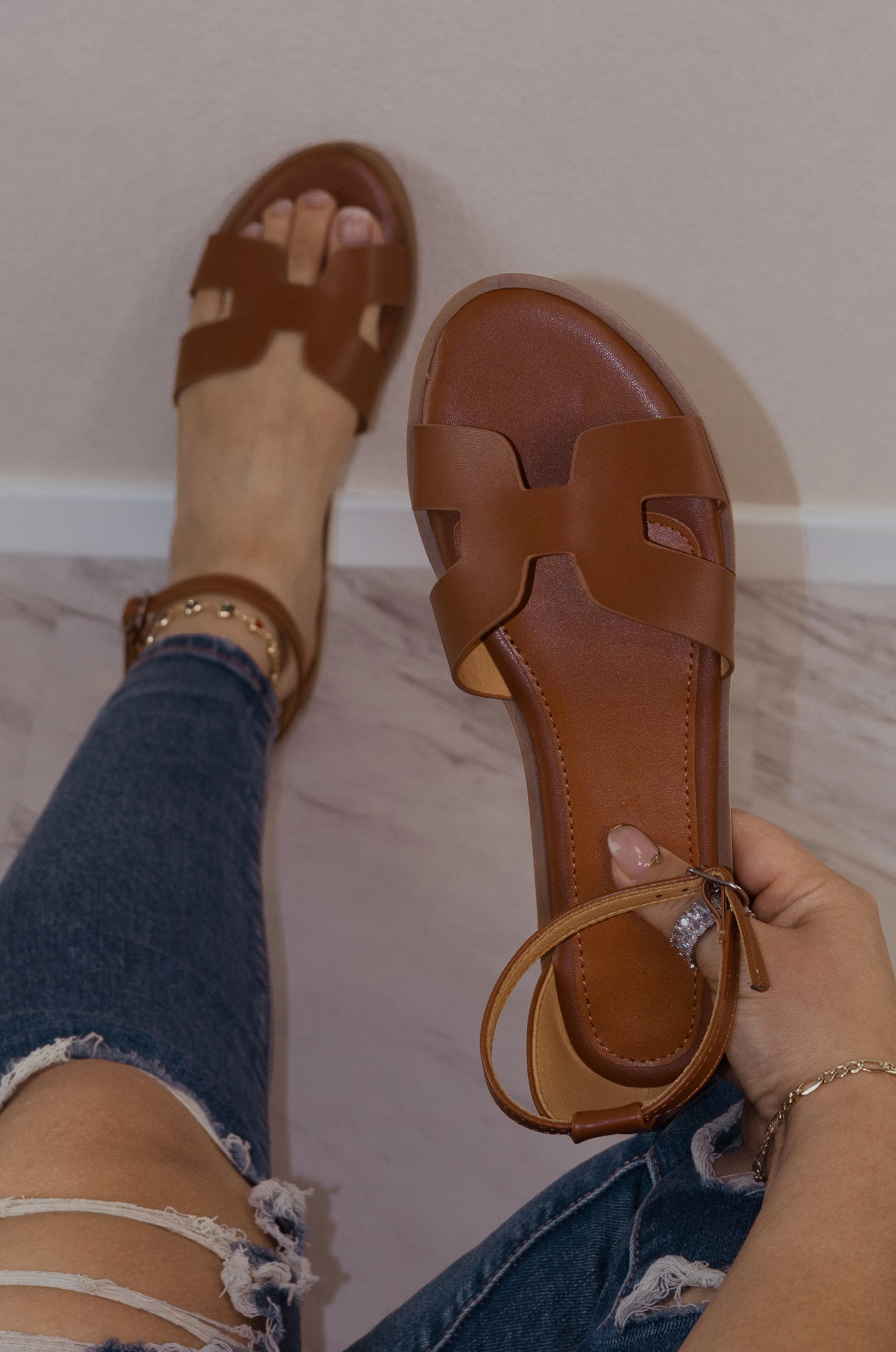 Rosalia -  Women's Flat Ankle Strap Sandals