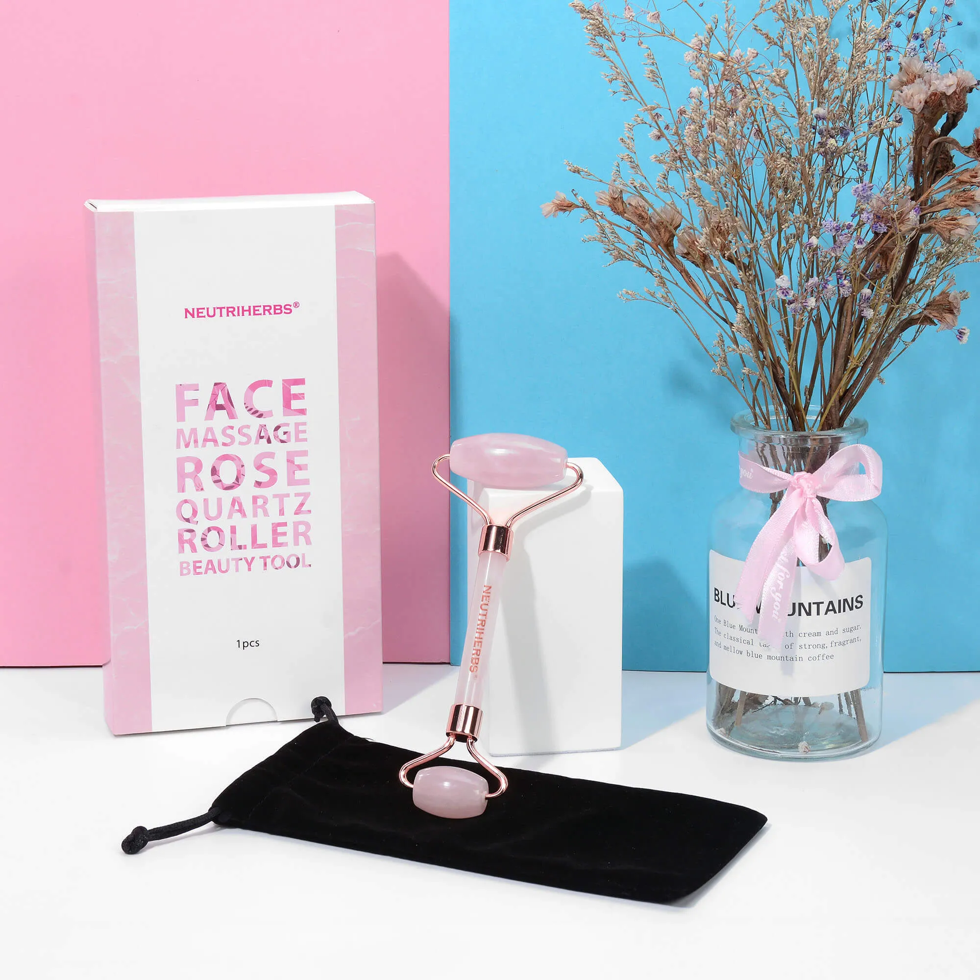 Rose Quartz Facial Jade Roller For Soothing And Calming