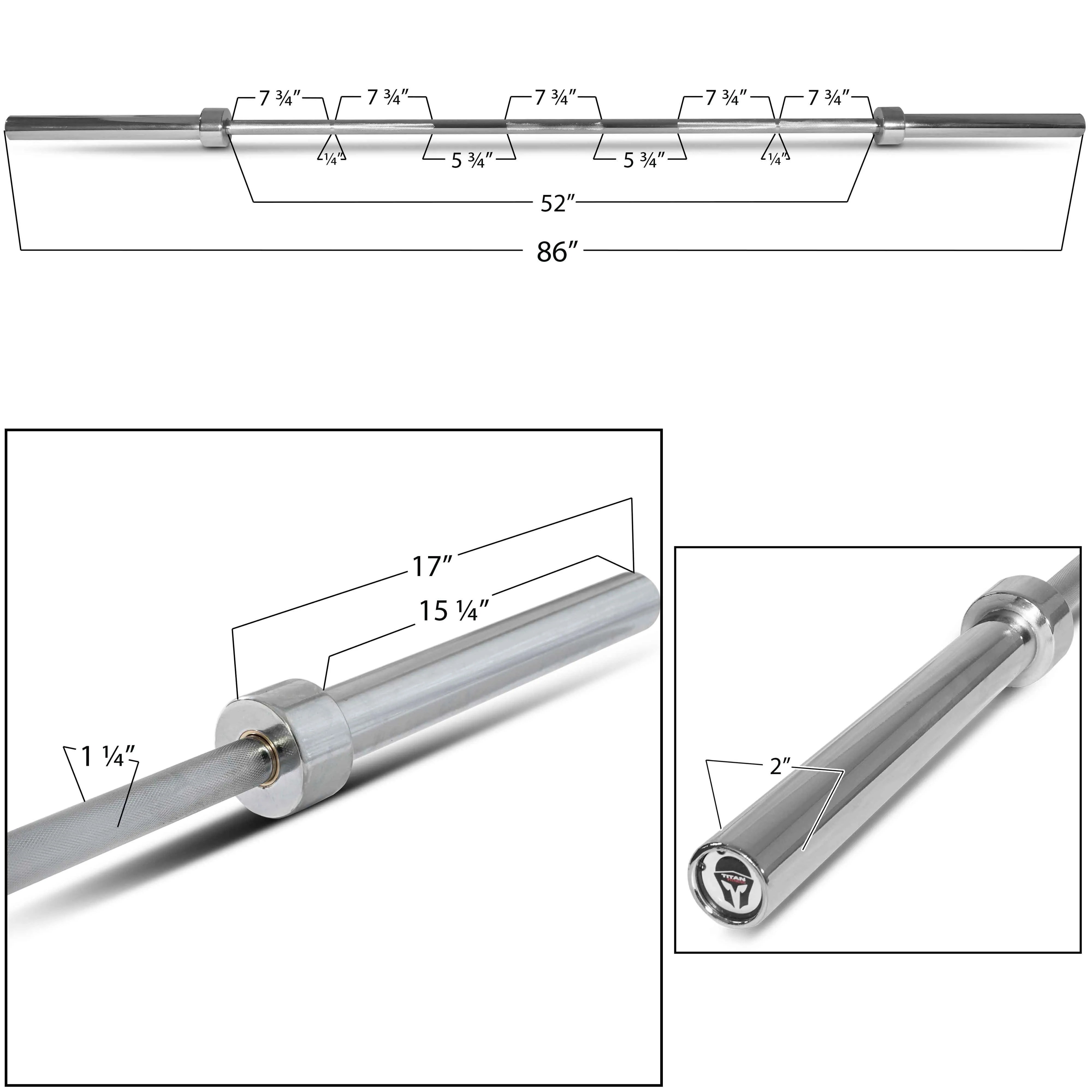 Scratch and Dent - 86-in. Olympic Weight Bar 1500 lb Capacity - FINAL SALE