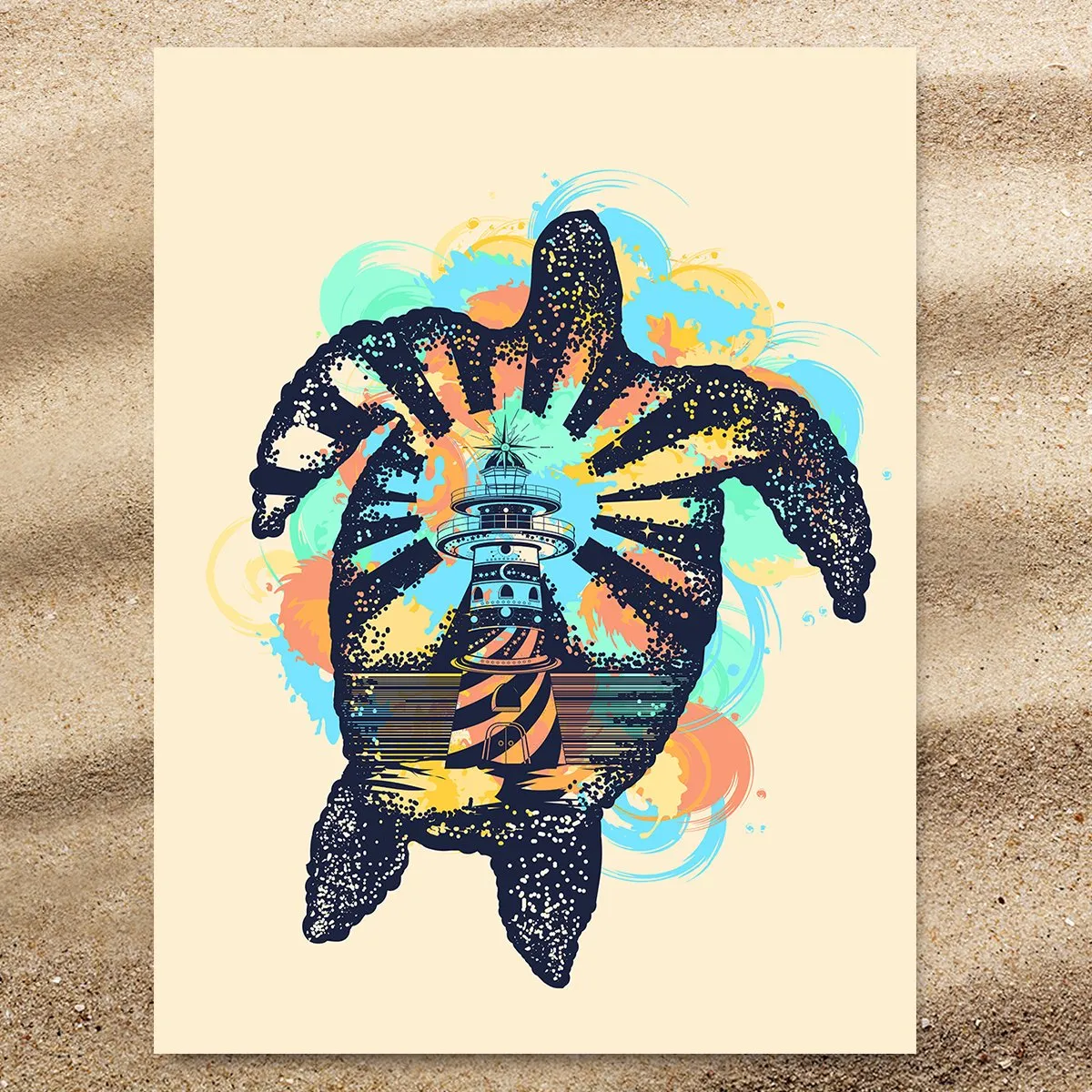 Sea Turtle Lighthouse Jumbo Towel