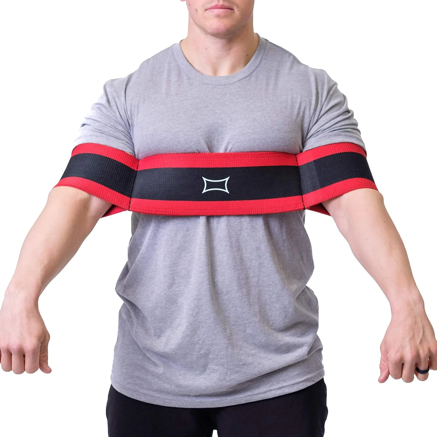 Sling Shot Mark Bell Push Up Exercise Assistance Workout Band for Men and Women to Assist with Bench Press, Dips, and Push Ups  (Level 1 Tension, Red/Black)