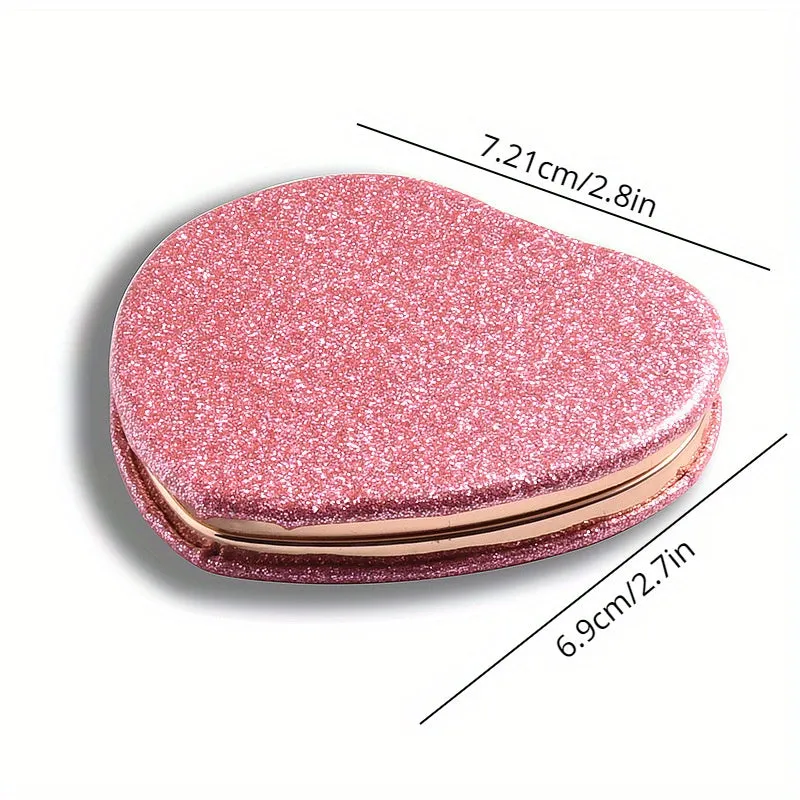 Sparkling Heart Makeup Mirror Portable Foldable Stylish Gift
