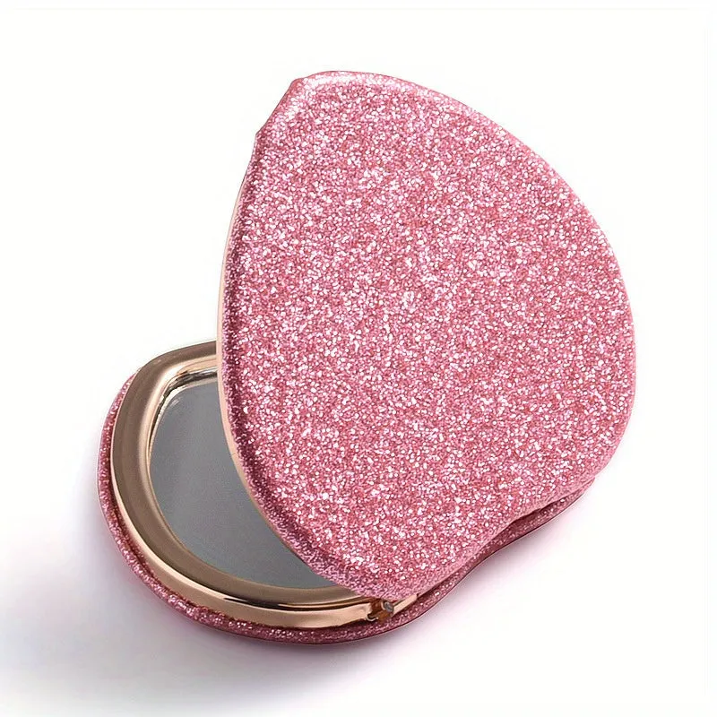 Sparkling Heart Makeup Mirror Portable Foldable Stylish Gift