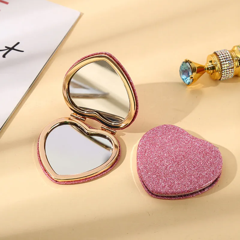 Sparkling Heart Makeup Mirror Portable Foldable Stylish Gift